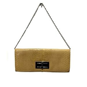 Vintage Lulu Townsend 🐊 Stamped Clutch With Chain Strap